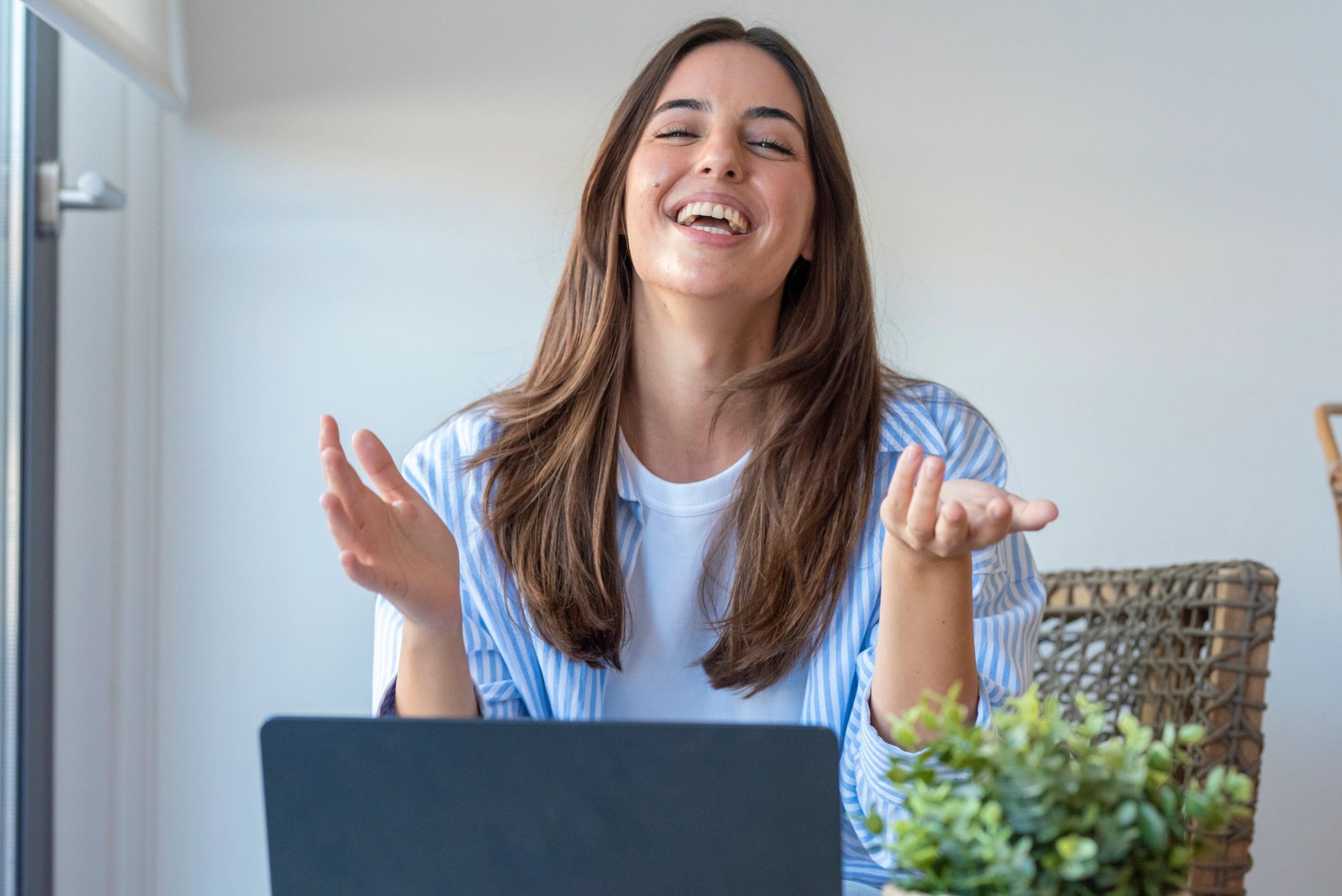 Student attending a private online language lesson
